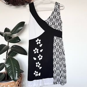 Leopards & Roses Black and White Sleeveless Floral Midi Dress